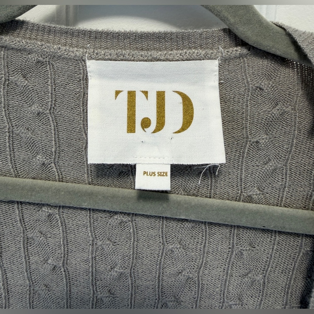 TJD Long Lightweight Long Open Cable Knit Cardigan Size 1X‎ - Picture 5 of 8